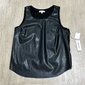 NWT Another Love Black Faux Leather Tank Top